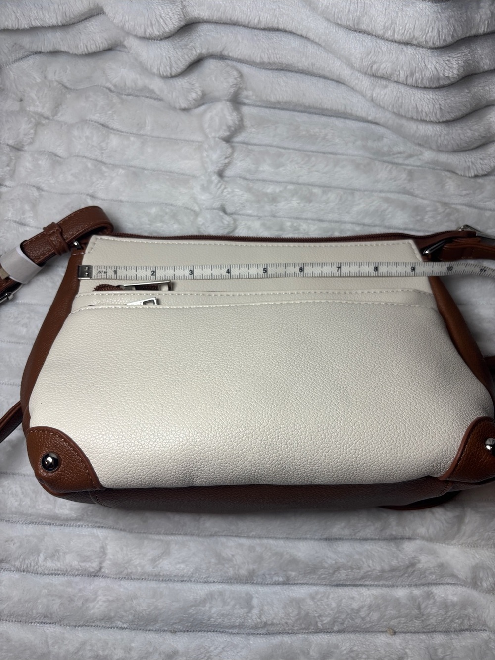 Westbronco Women's Cream and Brown Crossbody Bag - Classic Two-Tone Design NWT - Picture 4 of 5